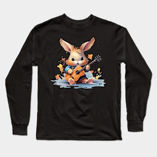 bunny play guitar Long Sleeve T-Shirt
